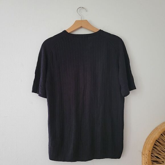 Kenneth Cole Short Sleeve Sweater Tee L Black - Picture 5 of 5